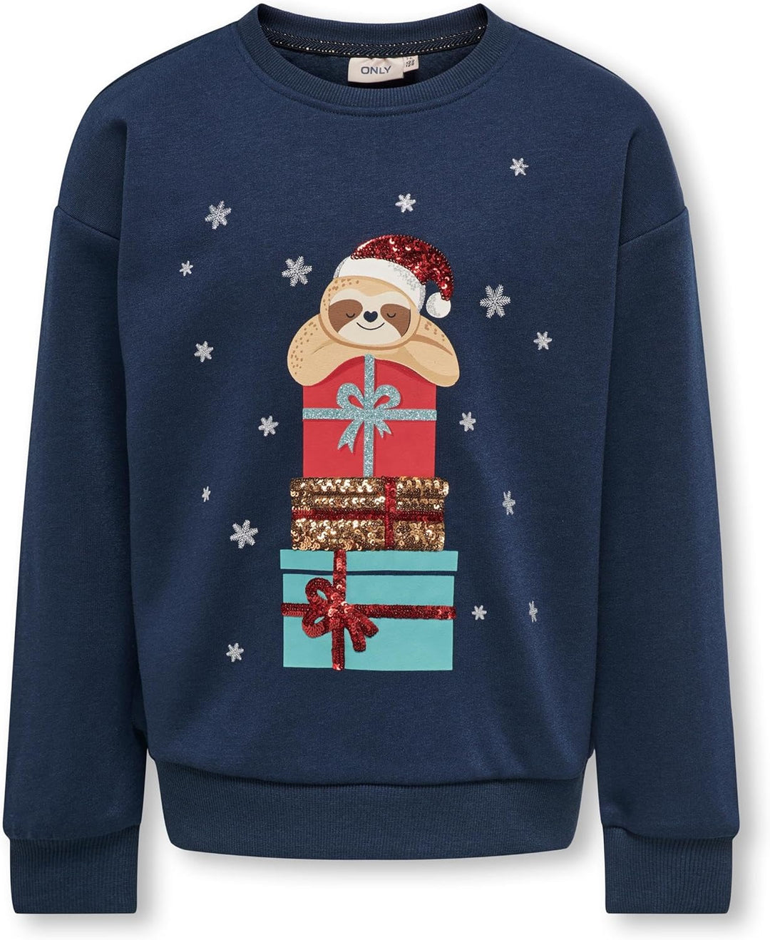 ONLY Kids Mädchen Sweatshirt KOGYDA Xmas L/S O-Neck Sequins Box SWT 140 Dress Blues, 140 Dress Blues