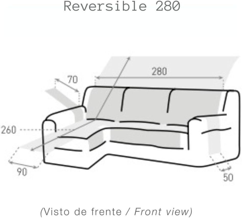 LANOVENANUBE - Gepolsterter Bezug für Chaiselongue Mallorca - Praktisch - Rechts 280 cm - Hellgrau C