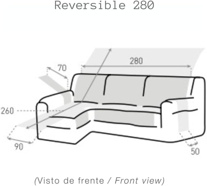 LANOVENANUBE - Gepolsterter Bezug für Chaiselongue Mallorca - Praktisch - Rechts 280 cm - Hellgrau C