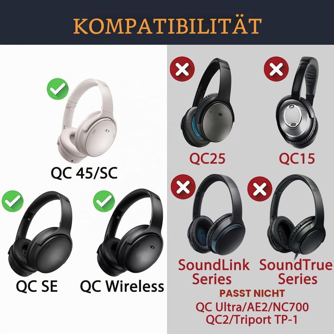 SOULWIT Lammfell Ersatzpolster Ersatz Ohrpolster für Bose QuietComfort 45 (QC45)/QuietComfort SE (QC