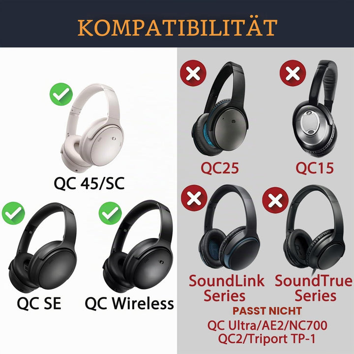 SOULWIT Lammfell Ersatzpolster Ersatz Ohrpolster für Bose QuietComfort 45 (QC45)/QuietComfort SE (QC