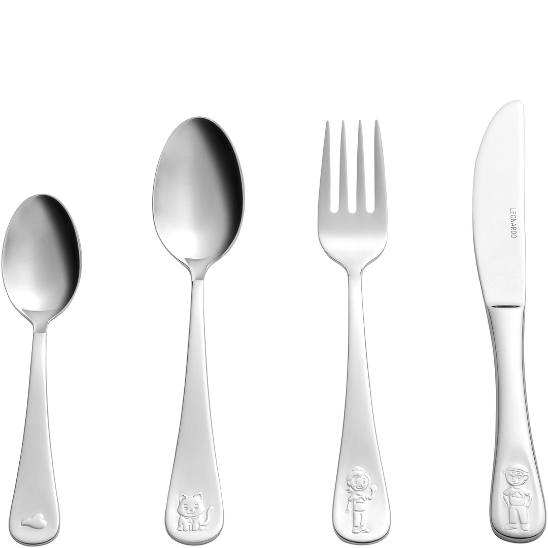 LEONARDO Bambini Avventura Kinder-Besteck Set 4-teilig - Besteck mit Motiven aus hochwertigem Edelst