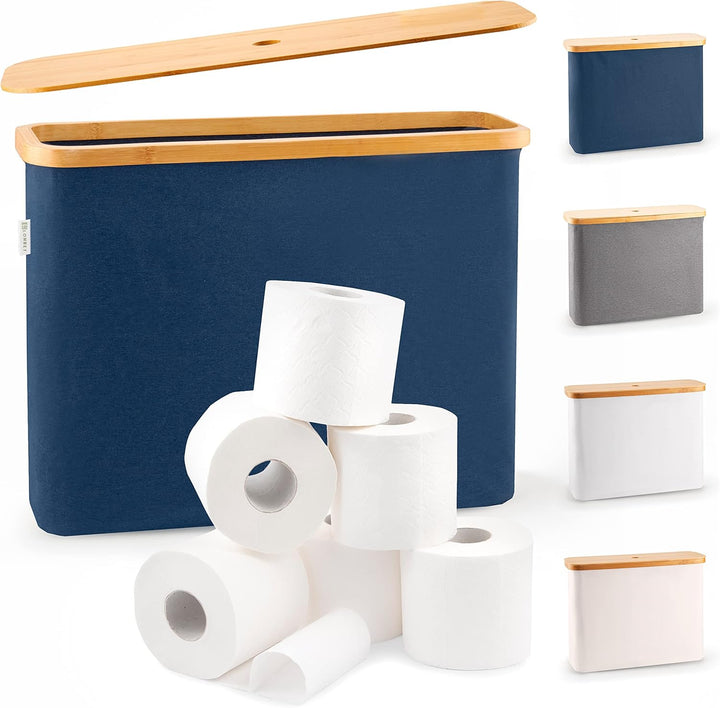 Lonbet Blue Toilet Paper Storage Stand 12 Rolls with Lid Blau 12 Rolls, Blau 12 Rolls