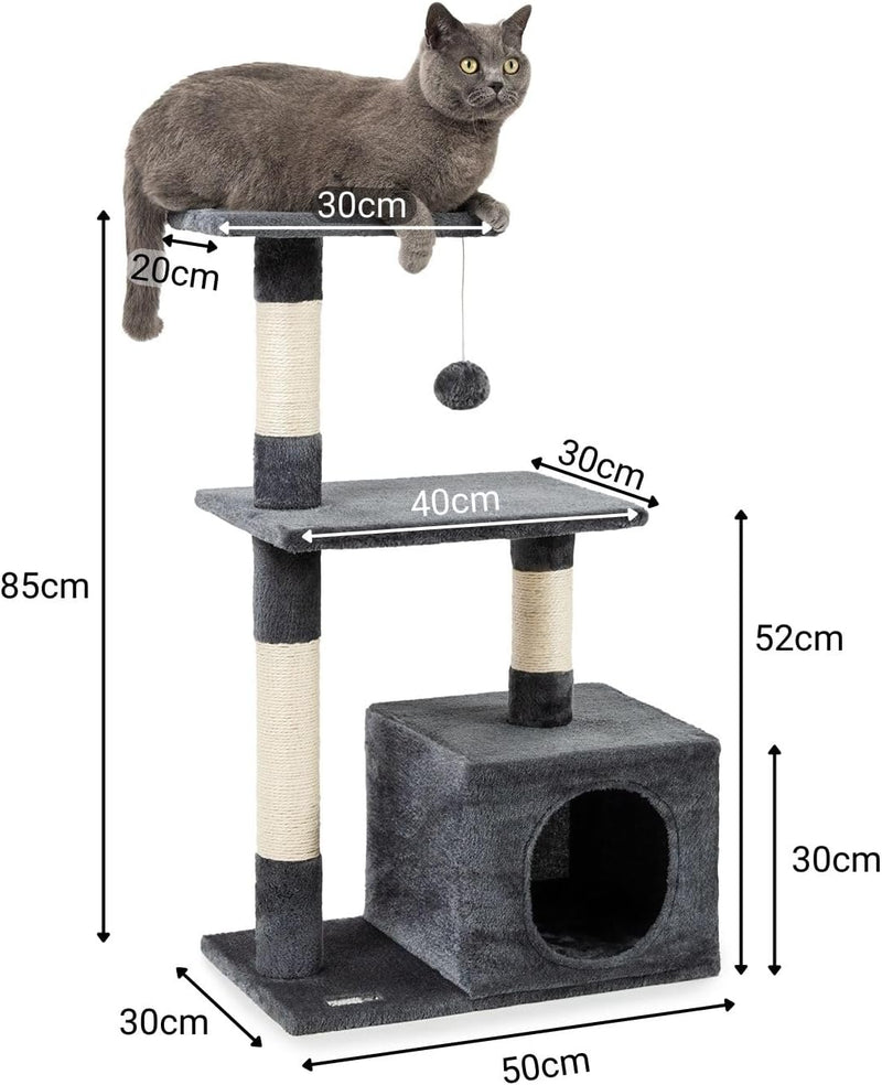 lionto Kratzbaum Kletterbaum Katzenkratzbaum Katzenbaum Höhe 85 cm, dunkelgrau, Dunkelgrau