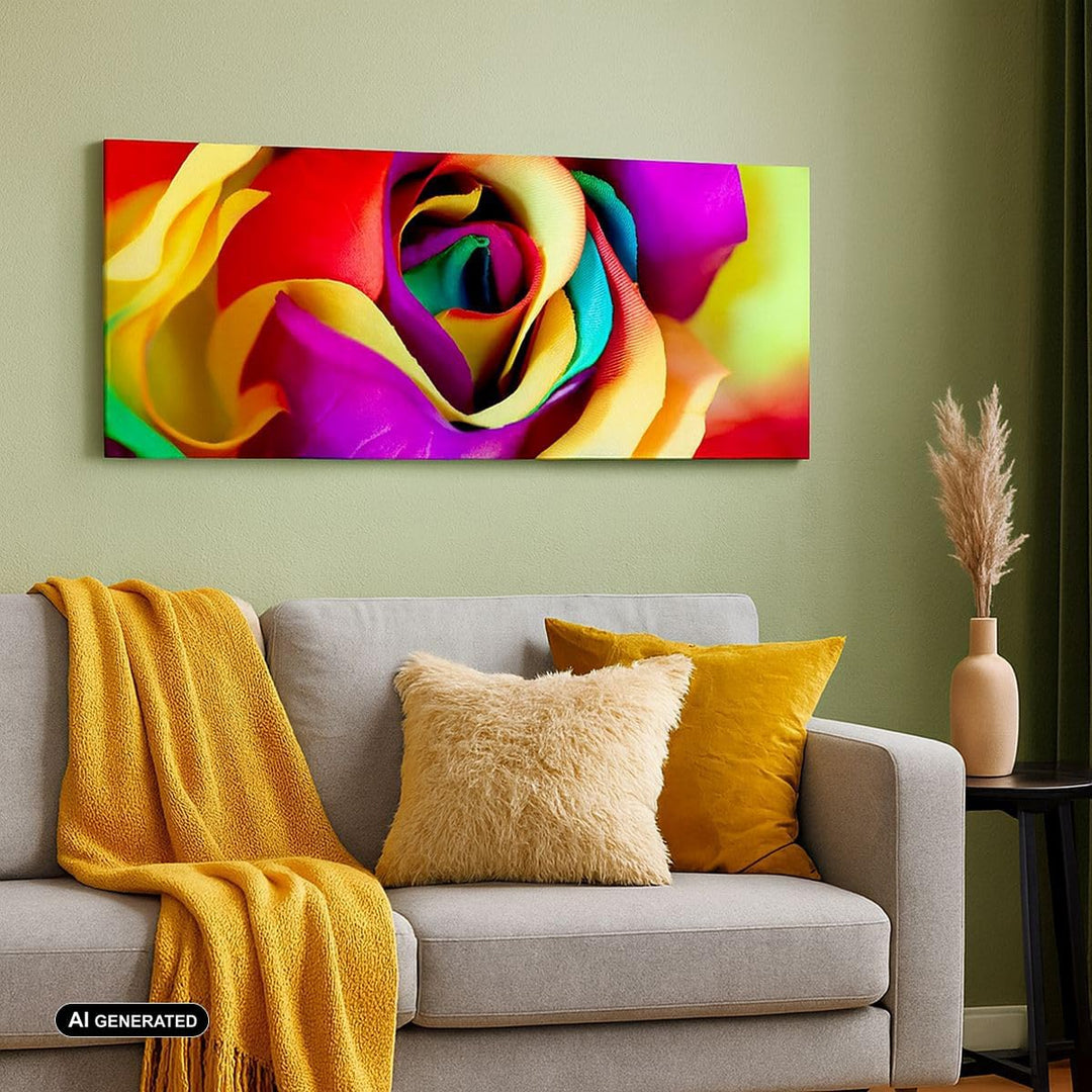 Wandbilder Dekoration Wohnzimmer Blume Farbe Rose Panorama Bilder auf Leinwand 120x50cm Leinwandbild