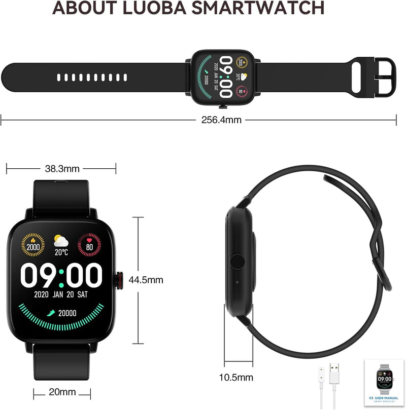 Luoba Smart Watch, 1.69" Damen Herren Uhr mit Telefonfunktion,Fitness Tracker mit Pulsmesser Schlafm