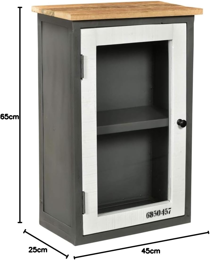 Woodkings® Bad Hängeschrank Pinetown Metall recyceltes Massivholz antik, Vintage, Design, Industrial