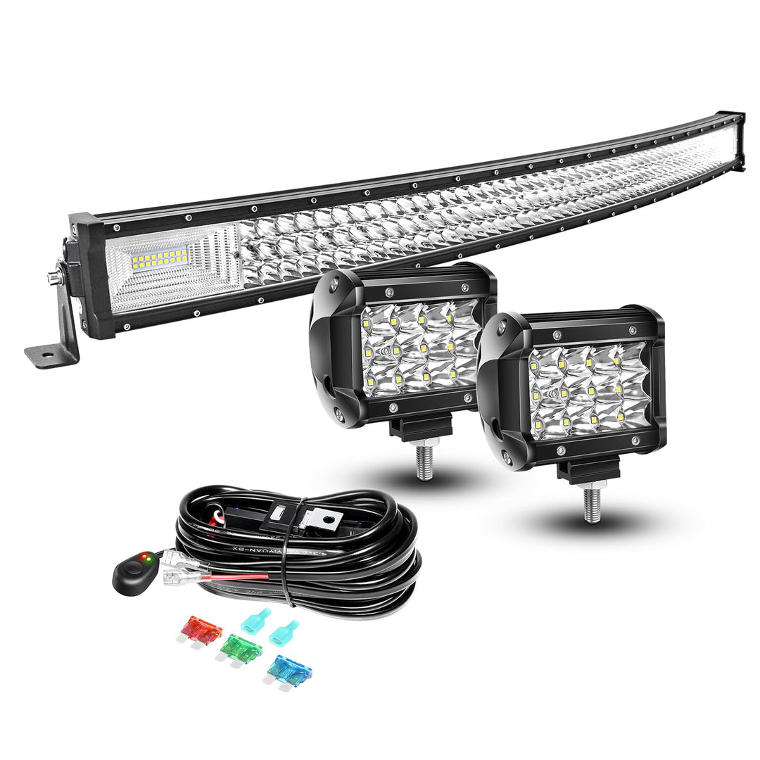 AUXTINGS LED Zusatzscheinwerfer Scheinwerfer mit 3 Reihen 106 cm 540W LED Nebelscheinwerfer gebogen,