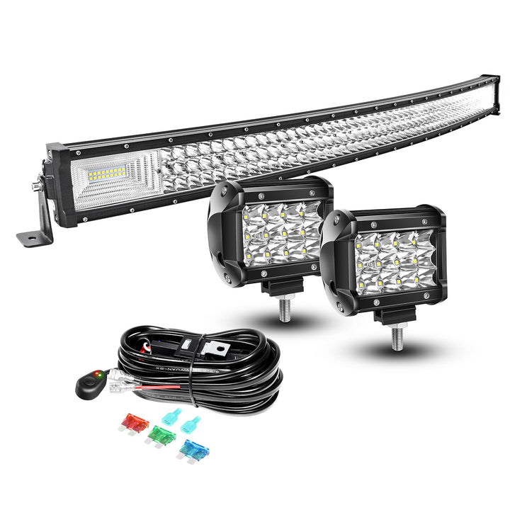 AUXTINGS LED Zusatzscheinwerfer Scheinwerfer mit 3 Reihen 106 cm 540W LED Nebelscheinwerfer gebogen,