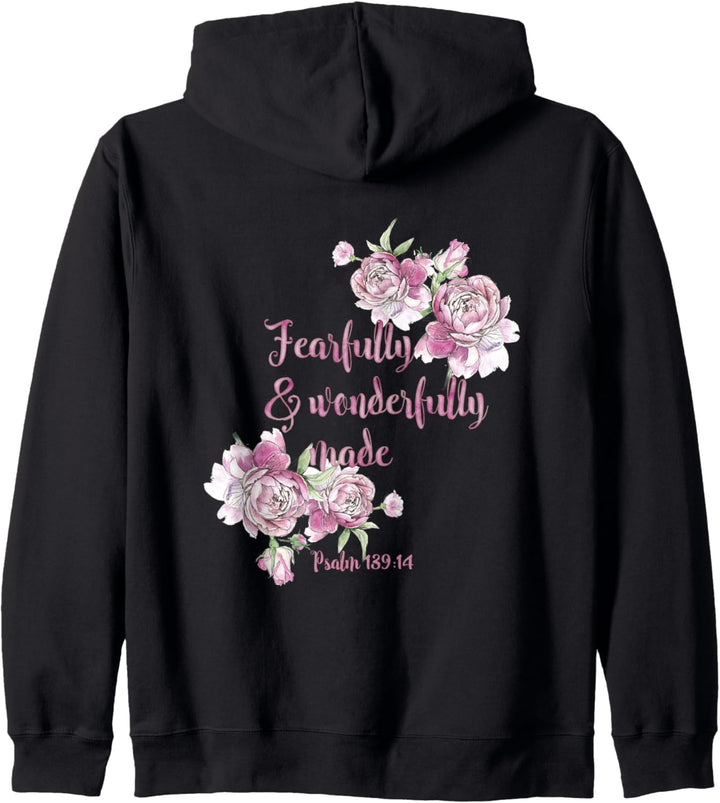 Religiöser Psalm Fearfully Wonderfully Made Florales Motiv Kapuzenjacke