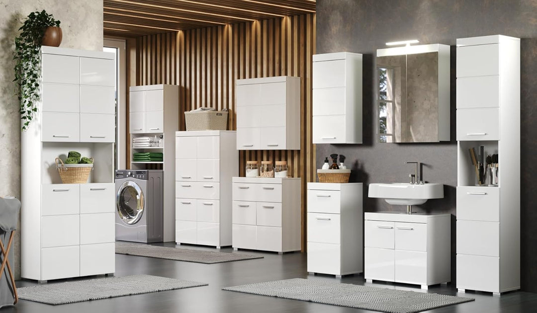 trendteam smart living Badezimmer Hängeschrank Wandschrank Amanda, 73 x 77 x 23 cm in Weiss / Weiss