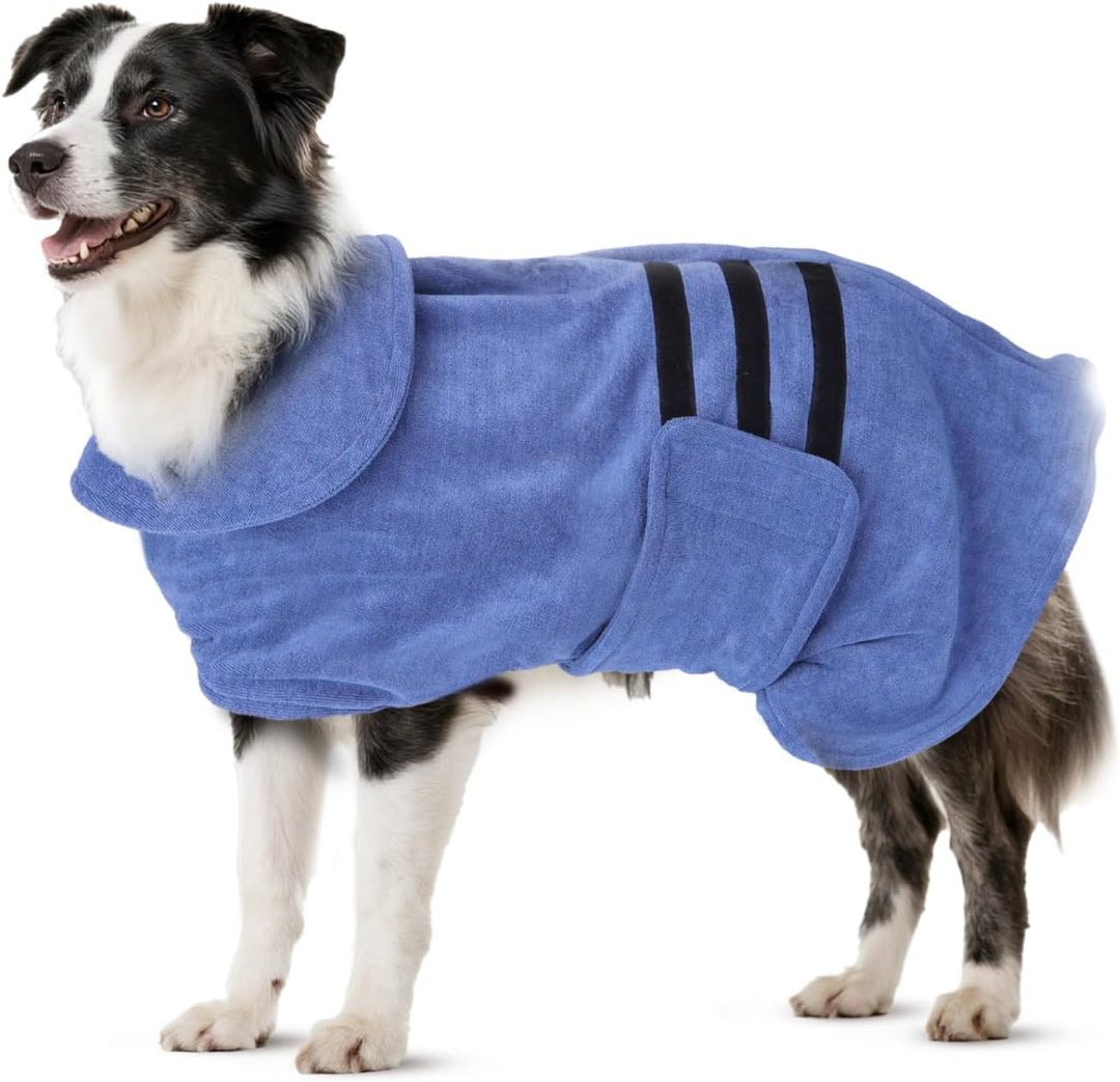 Nobleza Hundebademantel Mikrofaser mit Klettverschluss,Super saugfähig und schnell trocknend,Bademan