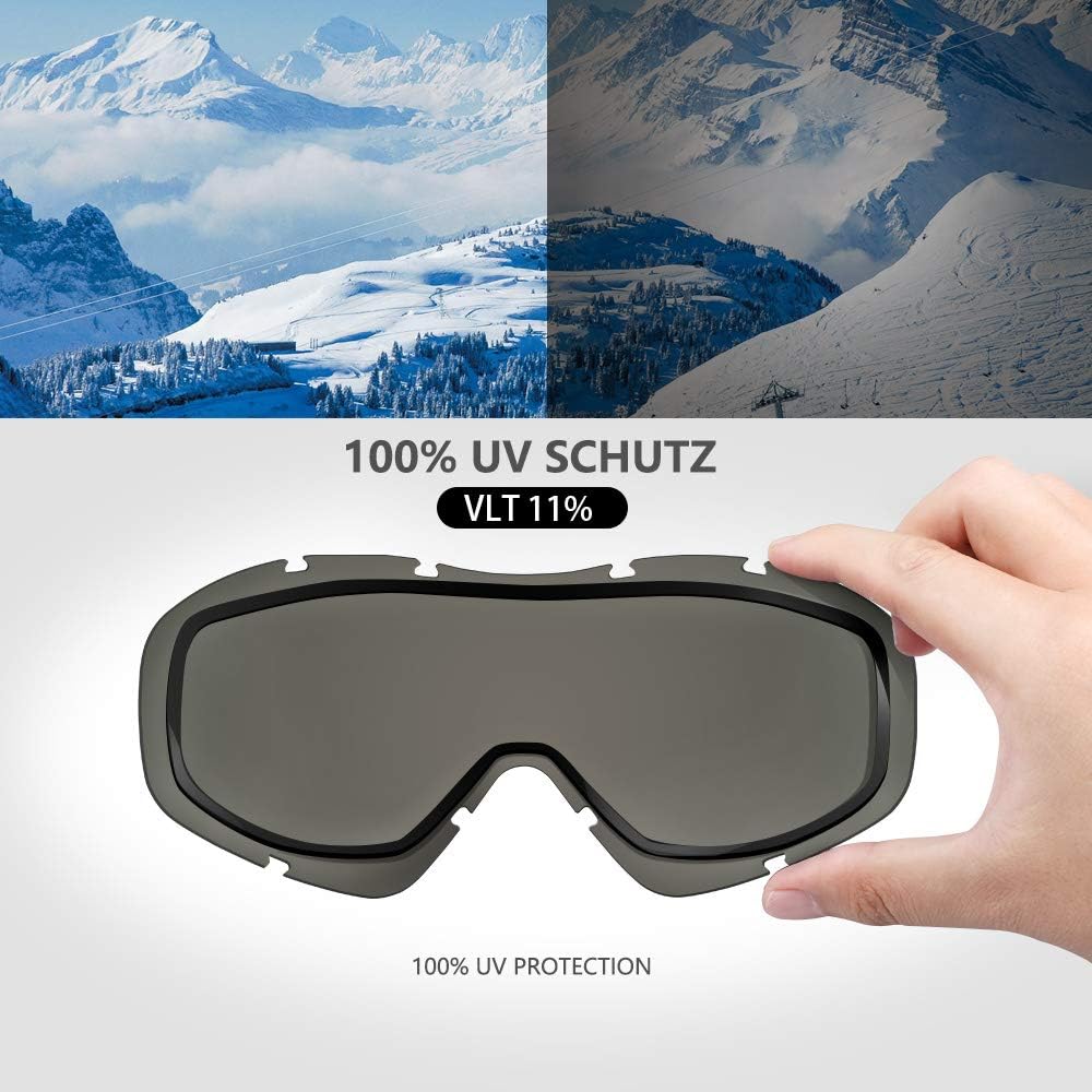 OutdoorMaster Unisex Skibrille OTG für Damen und Herren, Snowboard Brille Schneebrille 100% UV-Schut
