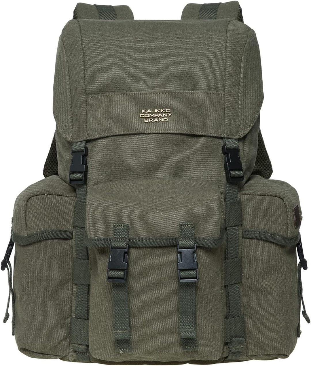 KAUKKO Canvas Retro Rucksack Damen Herren, Vintage Jagdrucksack Wanderrucksack mit 14 Zoll Laptopfac