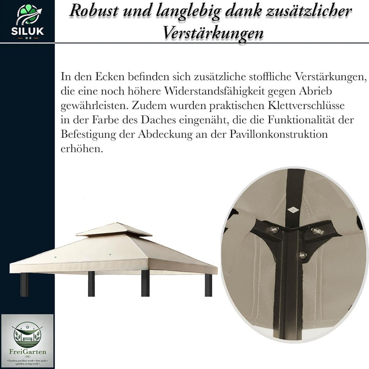 freigarten.de Ersatzdach für Pavillon 3x4 Meter Wasserdicht Material: Panama PCV Soft 370g/m² extra