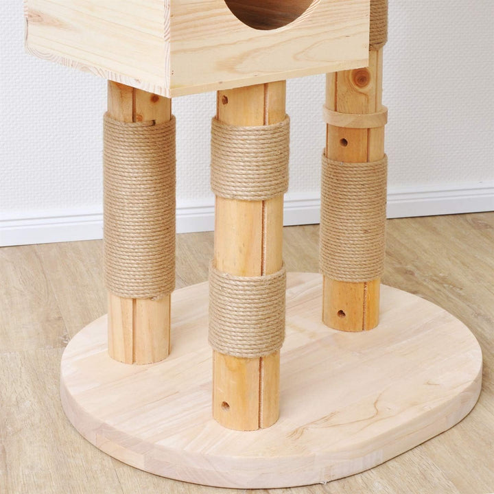 VOSS.PET Kratzbaum aus unbehandeltem Kiefernholz 1,63m, Simba, Katzenbaum, Kletterbaum, Katzenkratzb