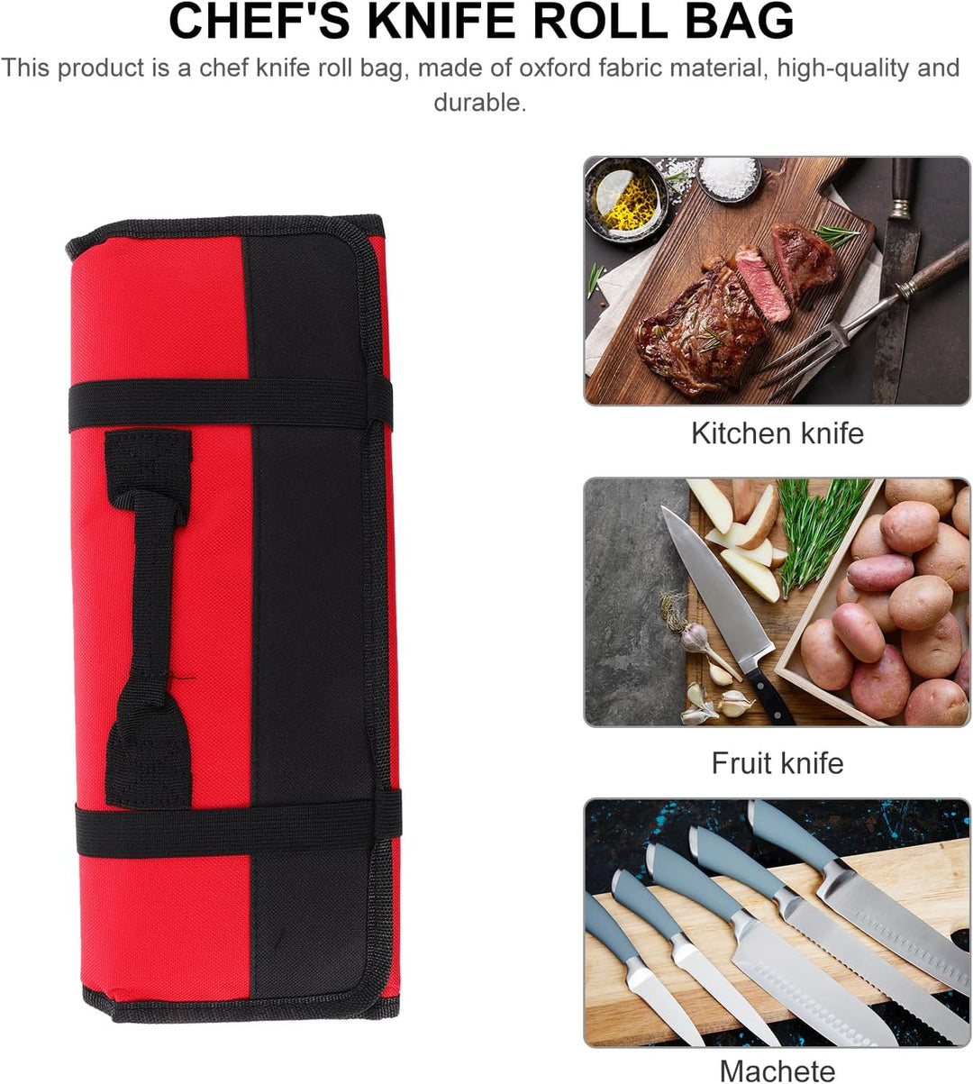 Hemoton Chefs Knife Rolltasche mit 22 Schlitzen, Messer, Besteck, tragbar, für Zuhause, Küchenutensi