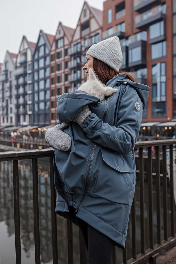 fun2bemum 5in1 PARKA Softshell Mantel,Coat,Umstandsjacke, FRONT/BACK Baby Tragejacke, Multifunktion