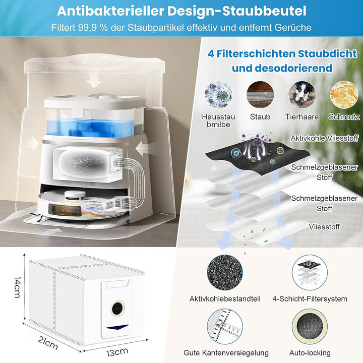 20 Stück Zubehörset für ECOVACS DEEBOT T30 PRO Omni/T30 Omni, 6 Staubbeutel 4 Mopp Wischtücher 4 Sei