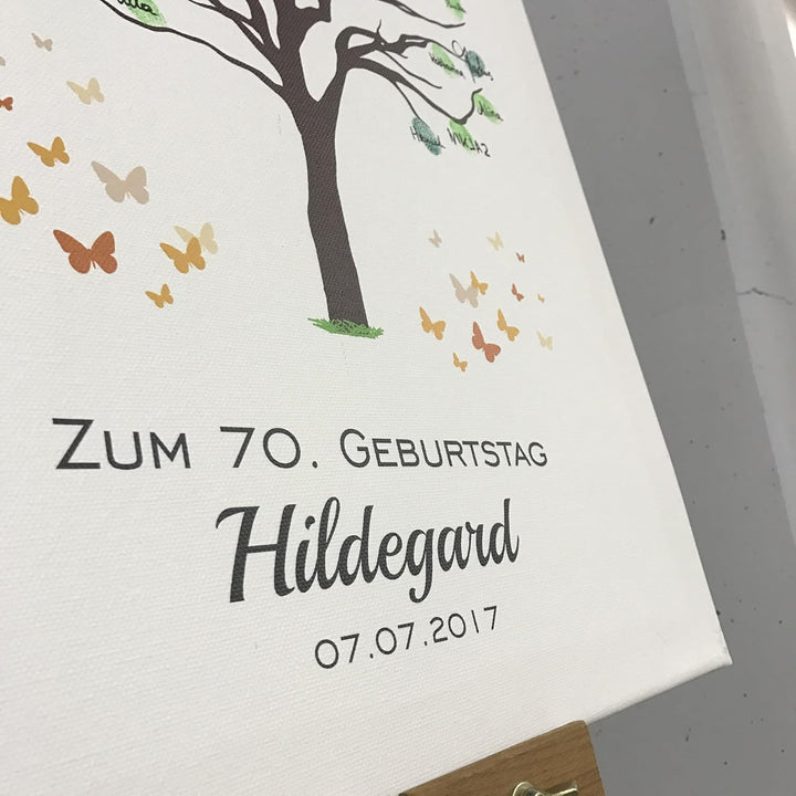 KATINGA Leinwand Zum Geburtstag - Motiv Baum - als Gästebuch für Fingerabdrücke (30x40 personalisier