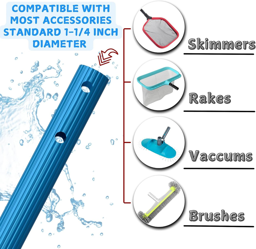 Greenerever 450 cm Schwimmbad Stange Teleskop Aluminium Stange für Skimmer Netze Vakuum Köpfe mit Sc