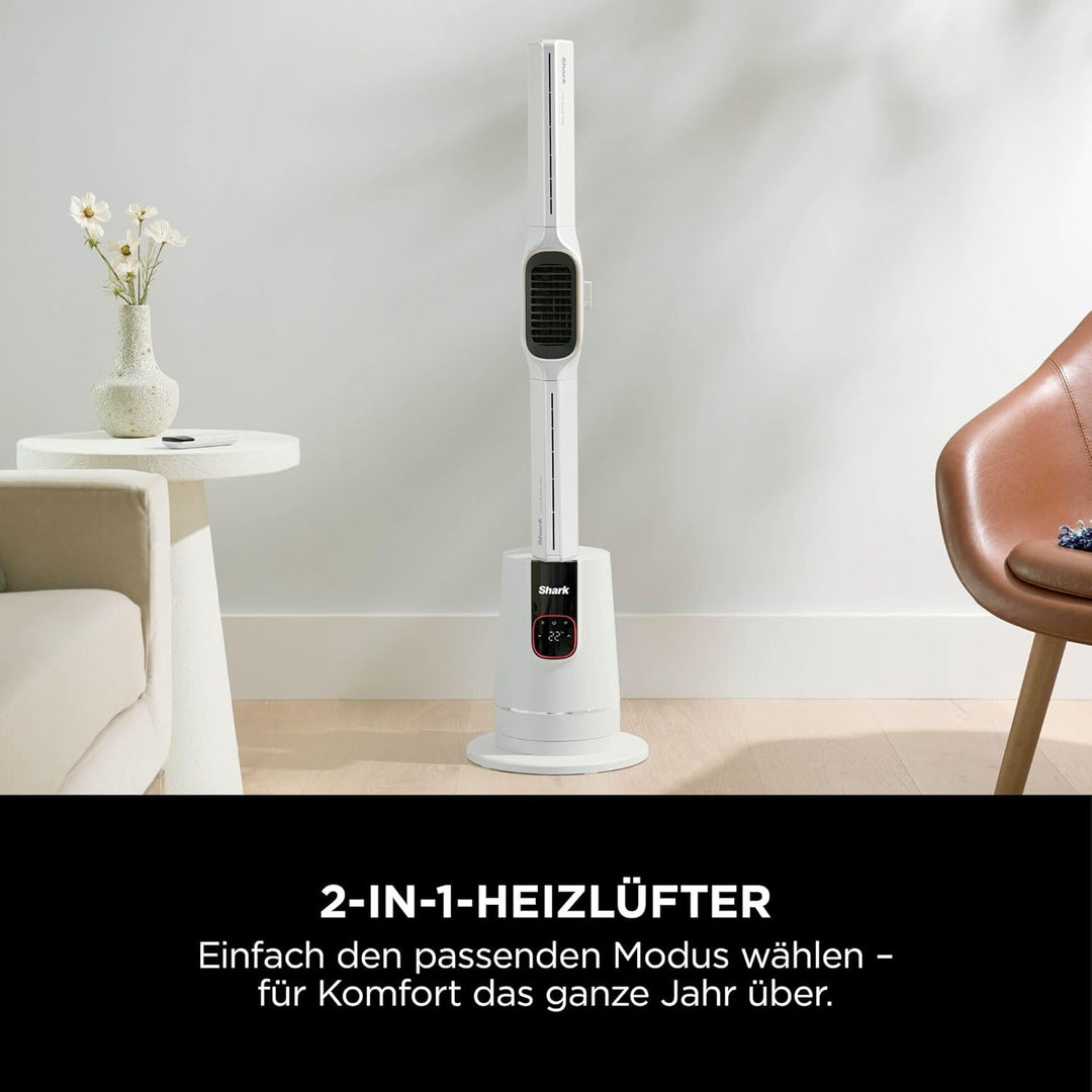 Shark TurboBlade Cool + Heat Ventilator, 2-in-1 Ventilator und Heizlüfter, Mit Fernbedienung, Perlwe