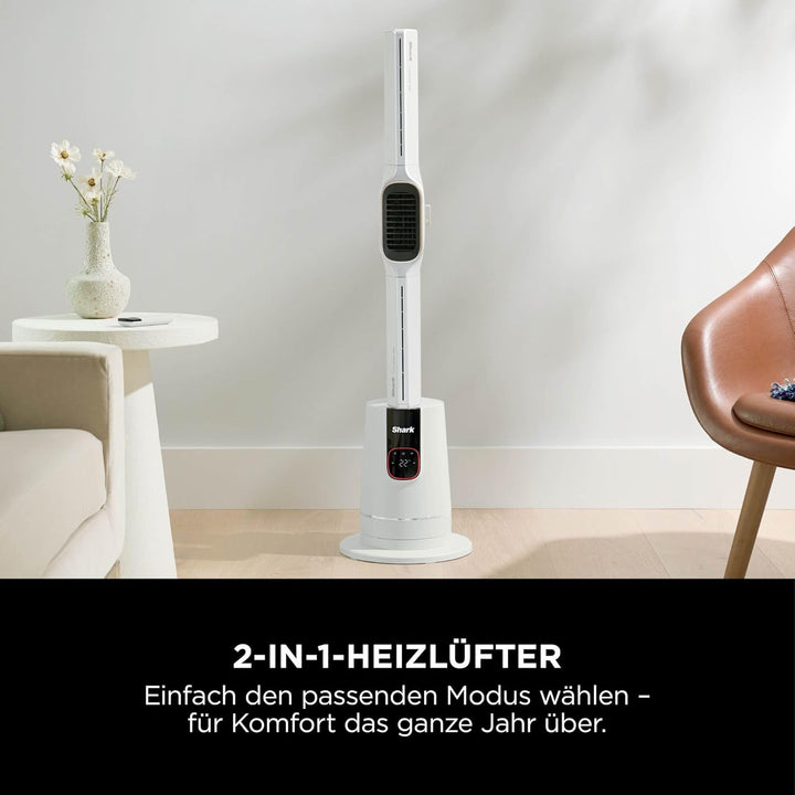 Shark TurboBlade Cool + Heat Ventilator, 2-in-1 Ventilator und Heizlüfter, Mit Fernbedienung, Perlwe