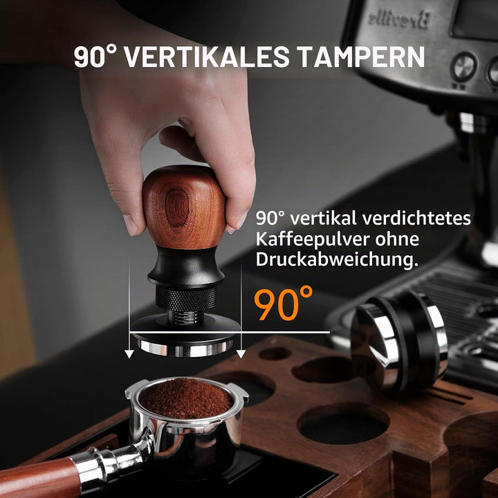 VINATO Kaffee Tamper 51mm – Professioneller Espresso Tamper Mit Walnussgriff, 304 Edelstahlbasis, Ei