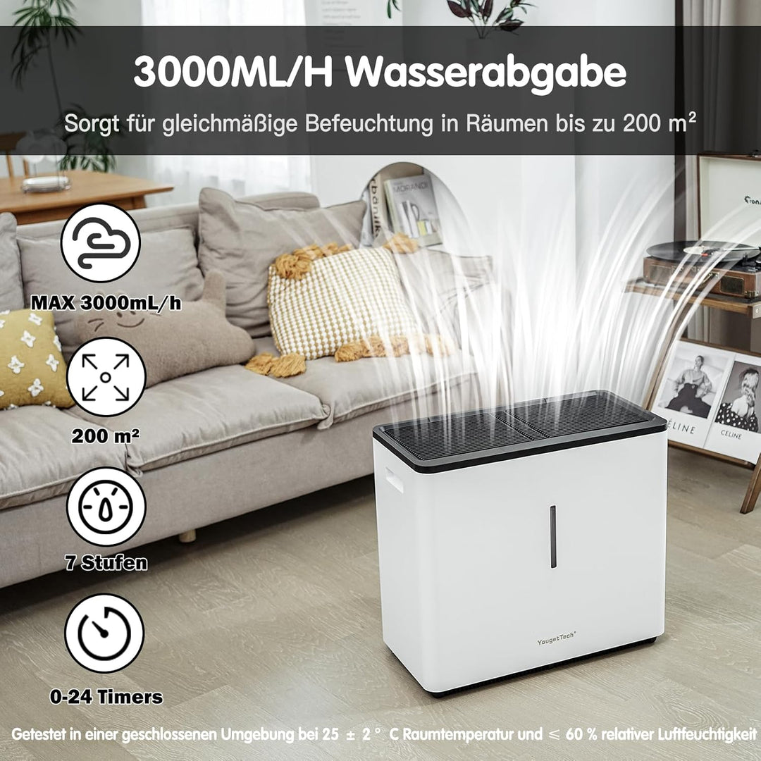14.5 L Top Fill Luftbefeuchter, Verdunstungsme Luftbefeuchter, 3000 ml/h, automatische Abschaltung,