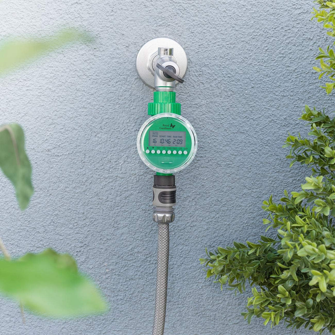 Royal Gardineer Wasser Zeitschaltuhr: Bewässerungs-Computer mit 16 Programm-Speicherplätzen und LCD-