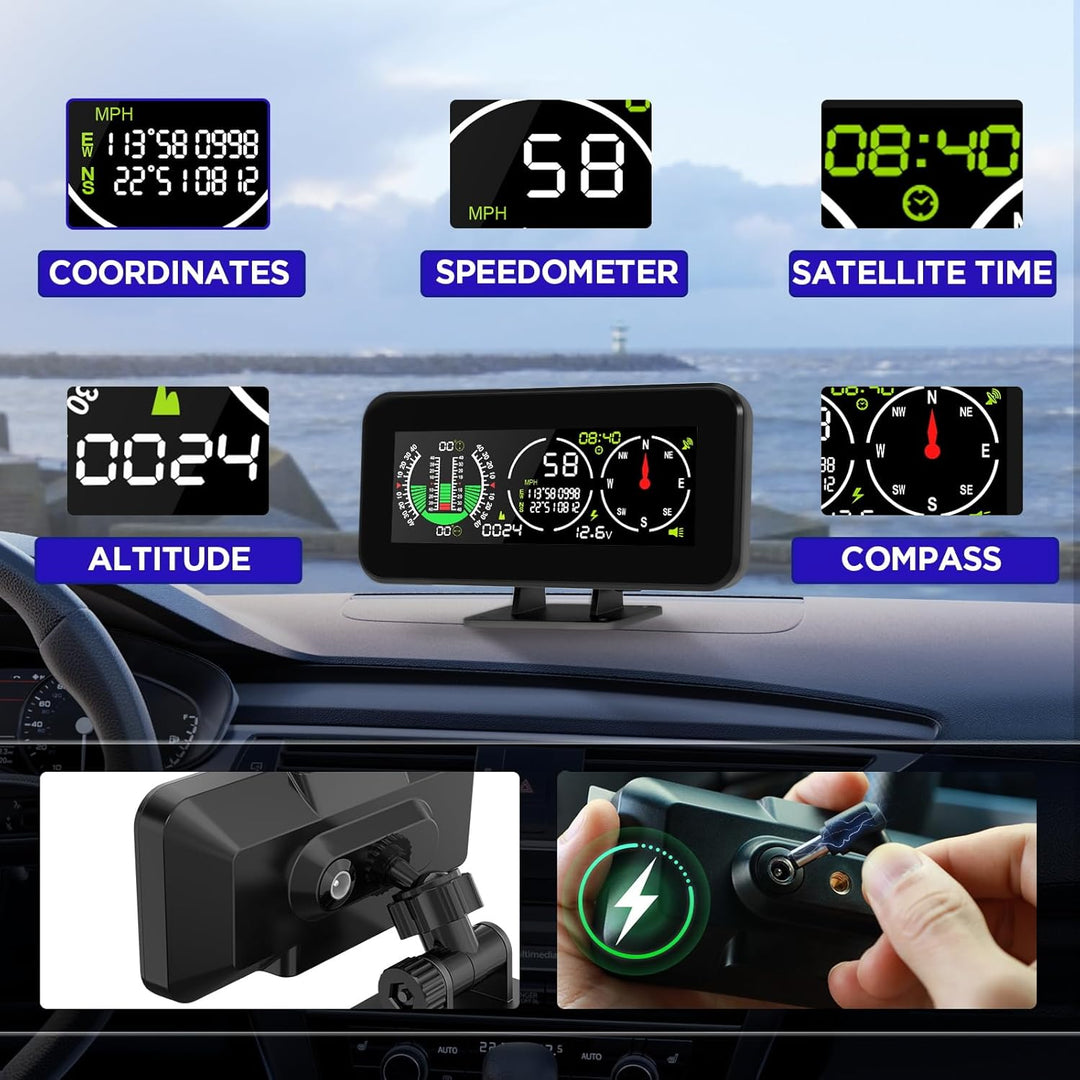 MR CARTOOL M60 Auto Neigungsmesser Kfz Digital GPS Tacho HUD Anzeige Clinometer mit Kompass für alle