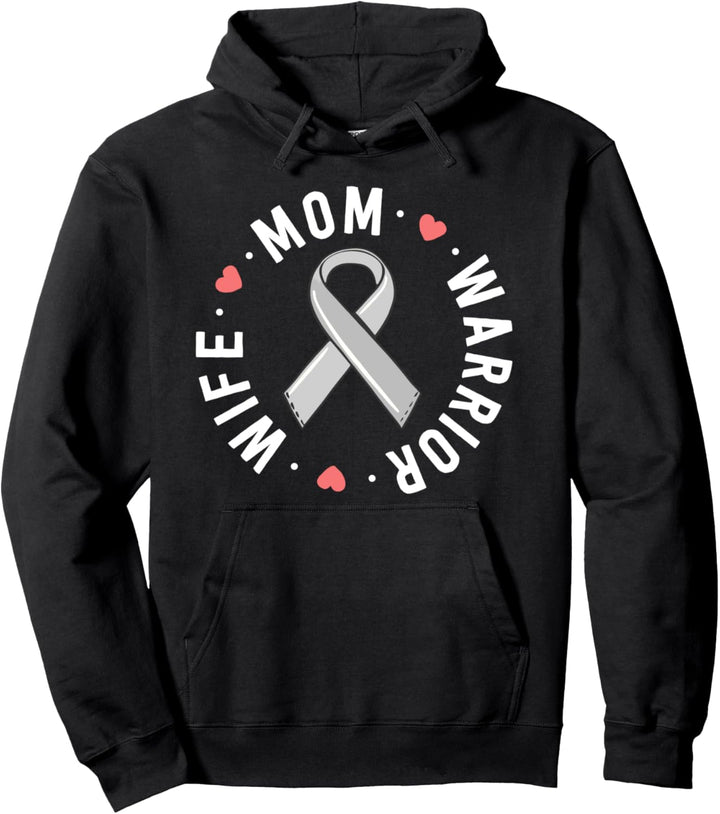 Brain Cancer Awareness Shirts For Women Wife Mom Warrior Pullover Hoodie