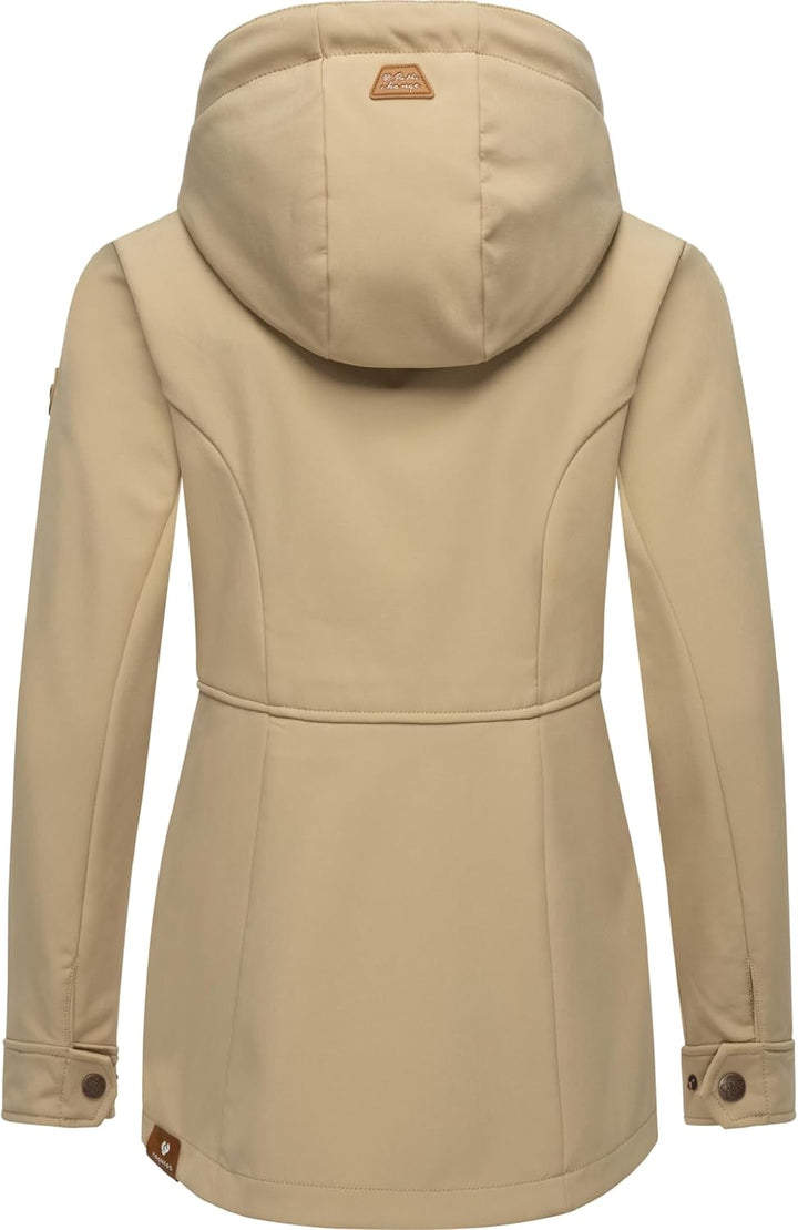Ragwear Damen Sotfshelljacke atmungsaktive Übergangsjacke mit Teddyfleece-Kapuze Yba XS-6XL XXL Taup