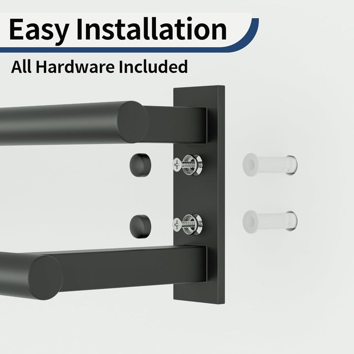 Handtuchhalter Schwarz Wand, 40CM Doppelter Gästehandtuchhalter,Handtuchhalter SUS304 Edelstahl Rost