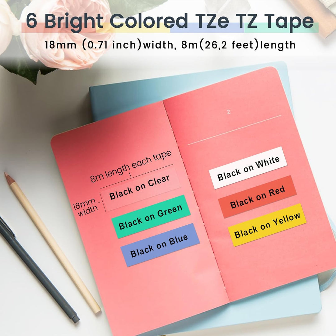 Markurlife kompatible Etikettenband als Ersatz für Brother P-Touch Schriftband 18mm 0,7 Zoll TZ-241