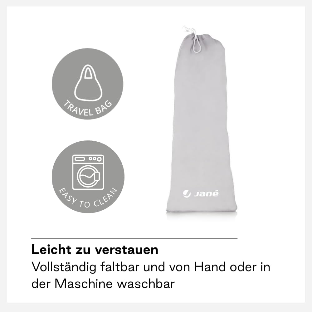 Jané, klappbares Bettgitter, Länge 90 cm, Transporttasche, extra hoch, atmungsaktiv 90 cm Grau, 90 c