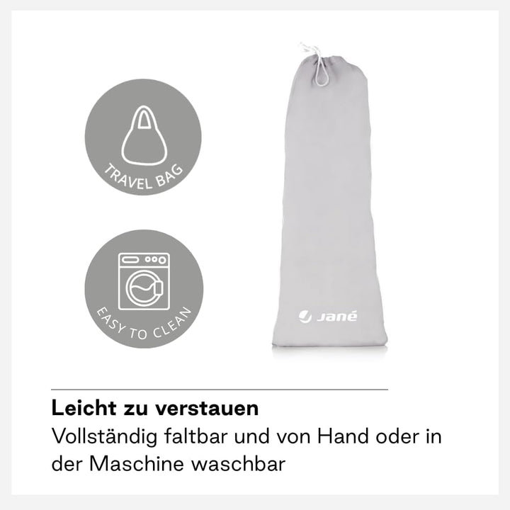 Jané, klappbares Bettgitter, Länge 90 cm, Transporttasche, extra hoch, atmungsaktiv 90 cm Grau, 90 c