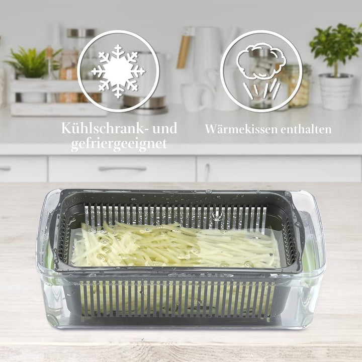 22-in-1 Gemüseschneider Spiralschneider Gemüse,Gemüsehobel Mit 1.2 L Behälter Und Abtropfkorb,Zwiebe