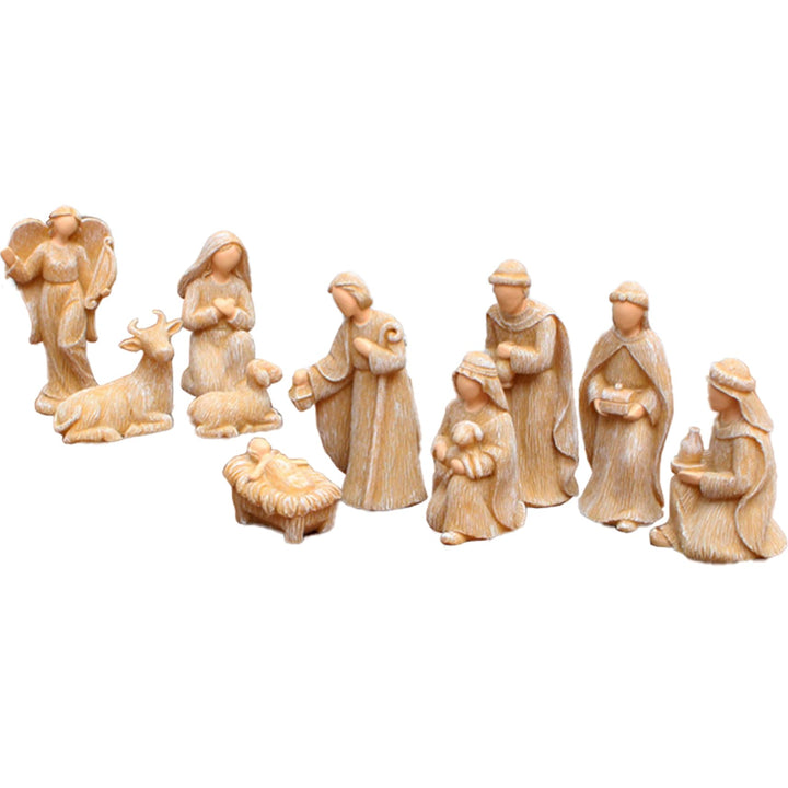 10pcs/Set Nativity Set Weihnachten Harz Religiöse Simulation Krippen -Szenendekorationen für Innenpa