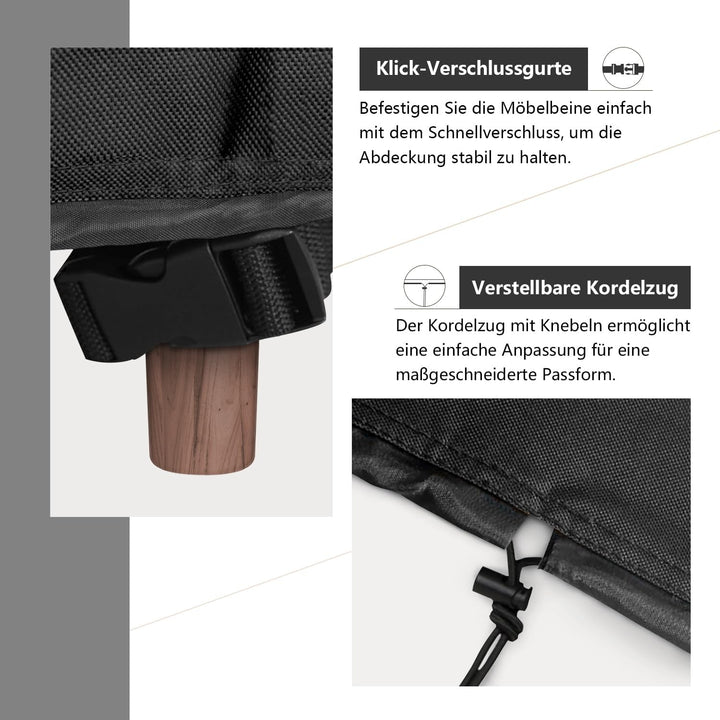 Dokon Gartenmöbel Abdeckung Wasserdicht Winddicht UV Beständiges Gartentisch Abdeckplane mit Belüftu