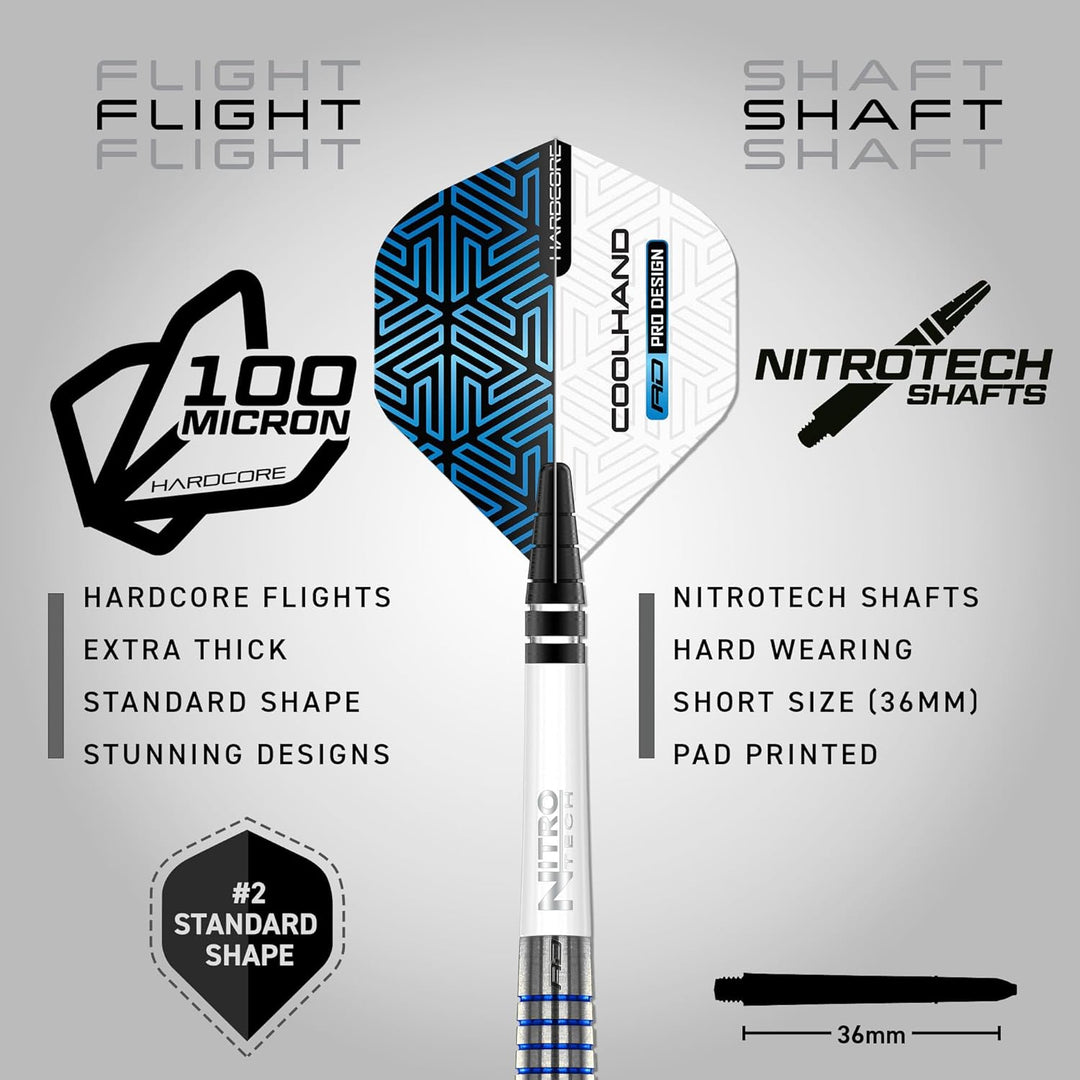 RED DRAGON Luke Humphries TX Serie Premium Wolfram Steeltip Dart Set mit Flüge und Schäften 24 g 3,