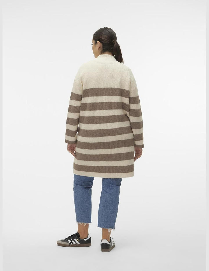 VERO MODA CURVE Damen Vmcphiline Ls Open Cardigan Ga Boo Strickjacke L Grosse Grössen Birch/Stripes: