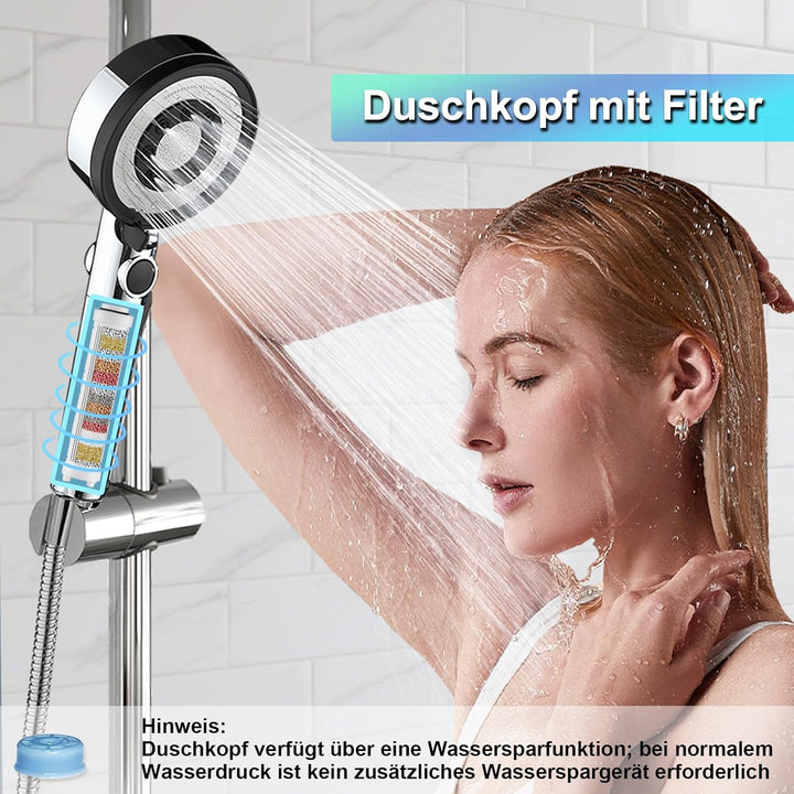 Nafall Duschkopf mit 4 PP Filter, Handbrause Wassersparend, Duschkopf Duschbrause mit 5 Strahlarten
