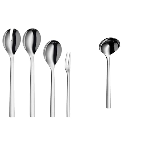 WMF Nuova Servierteile, Set4-teilig, Serviergabel, Servierlöffel und Salatbesteck 30 cm, Cromargan E