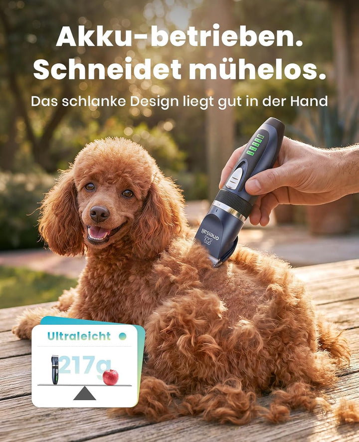 oneisall Leise Hundeschermaschine, 2000mAH 4h Laufzeit Schermaschine Katze Hunde dichtem Fell, Hunde