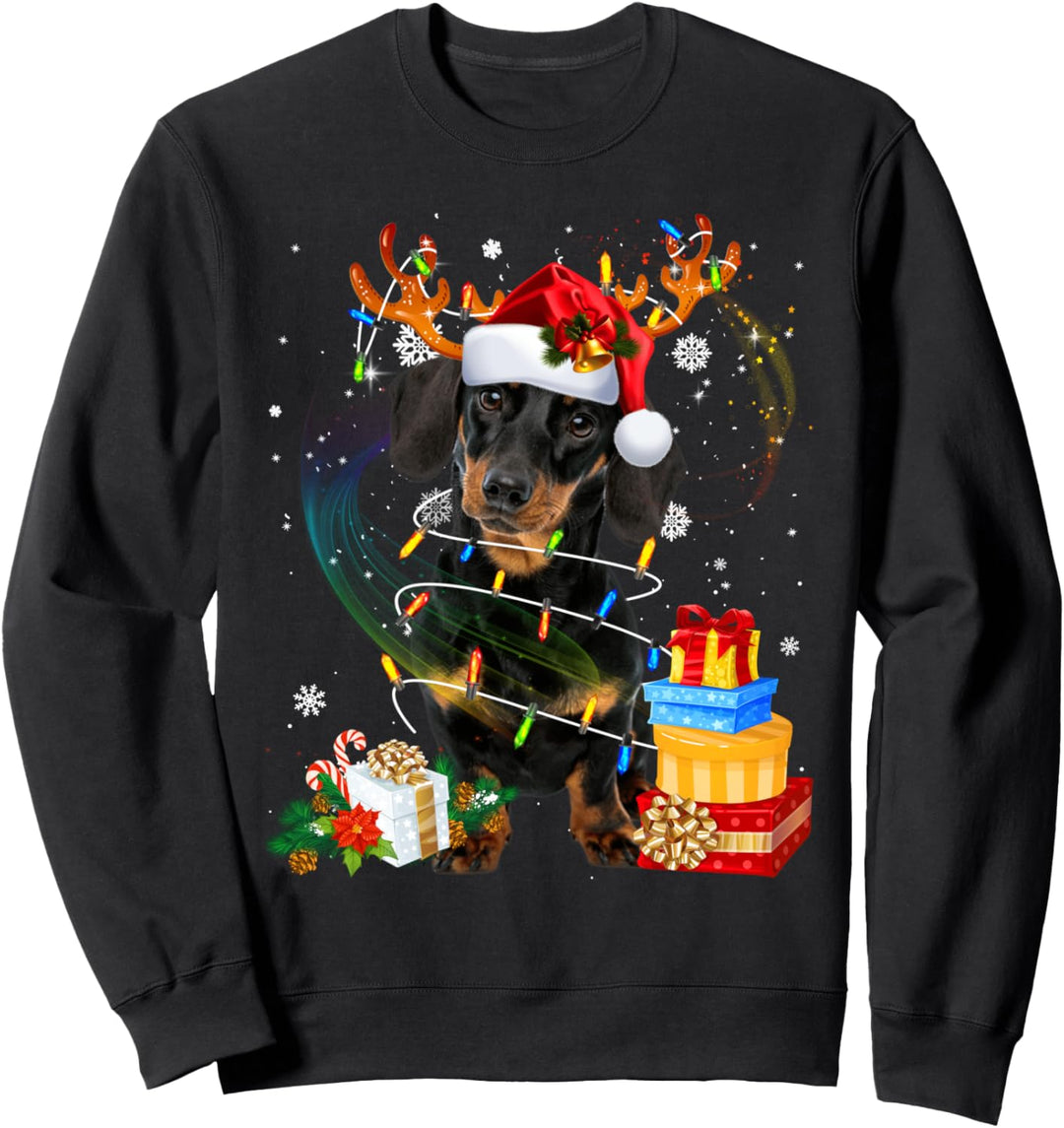 Dackel Rentier Weihnachten Dachshund Hundelichter Geschenk Sweatshirt