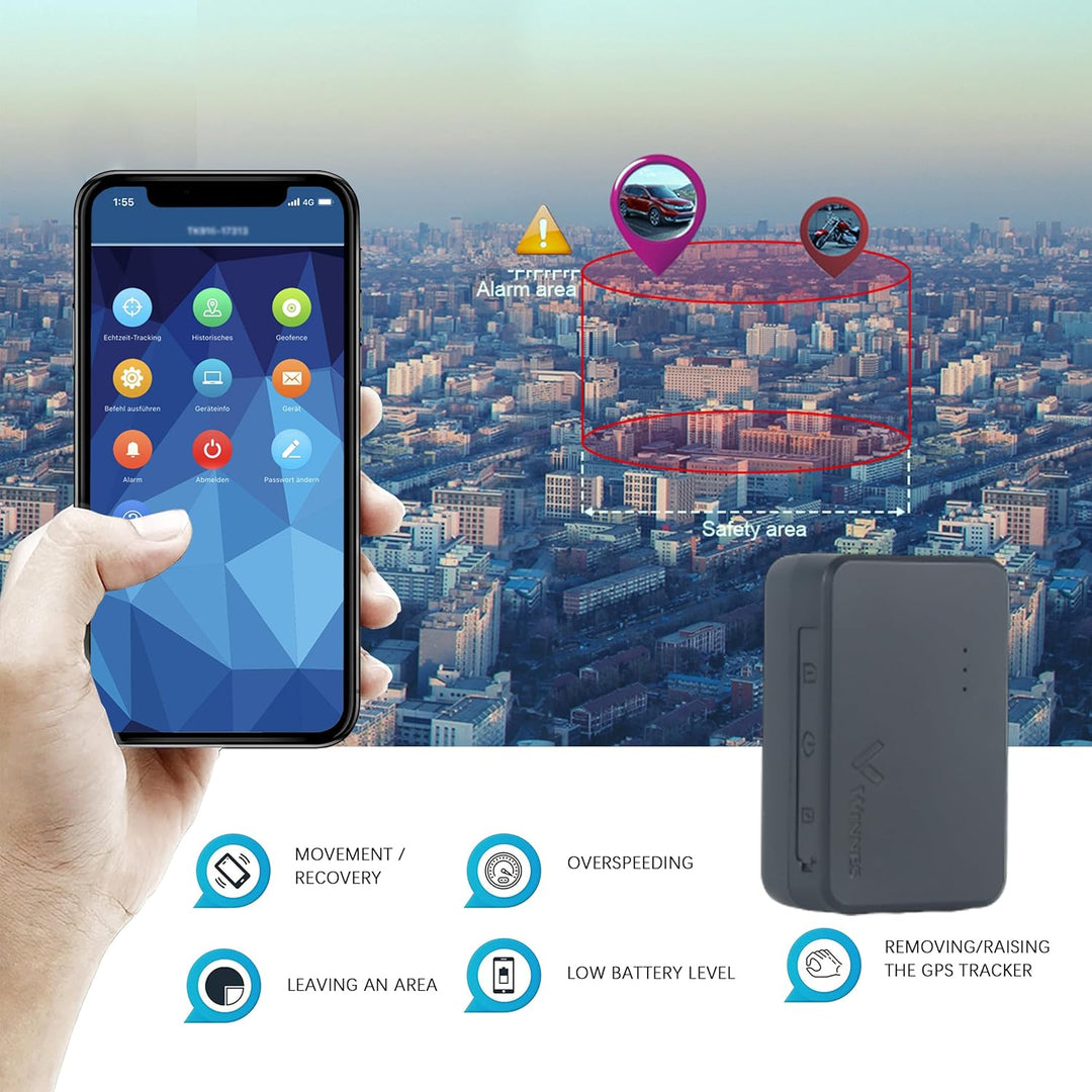 Winnes GPS-Tracker Echtzeit-Tracking Abonnement Mini GPS Tracker mit Magnet enthält mehrere Alarme G