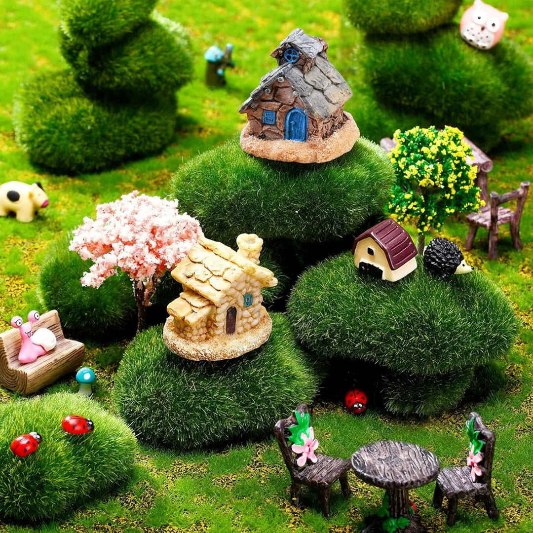 Skylety 64 Stück Feengarten Zubehör Miniatur Deko Garten Wichtel Frühling Zubehör Mini Tiere Figuren