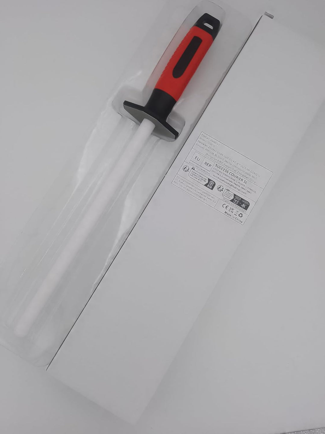 RGBS Messerschärfer, 25,4 cm Keramik-Schleifstab mit Diamantstein, Rot, für Zuhause, Küche, Messer,