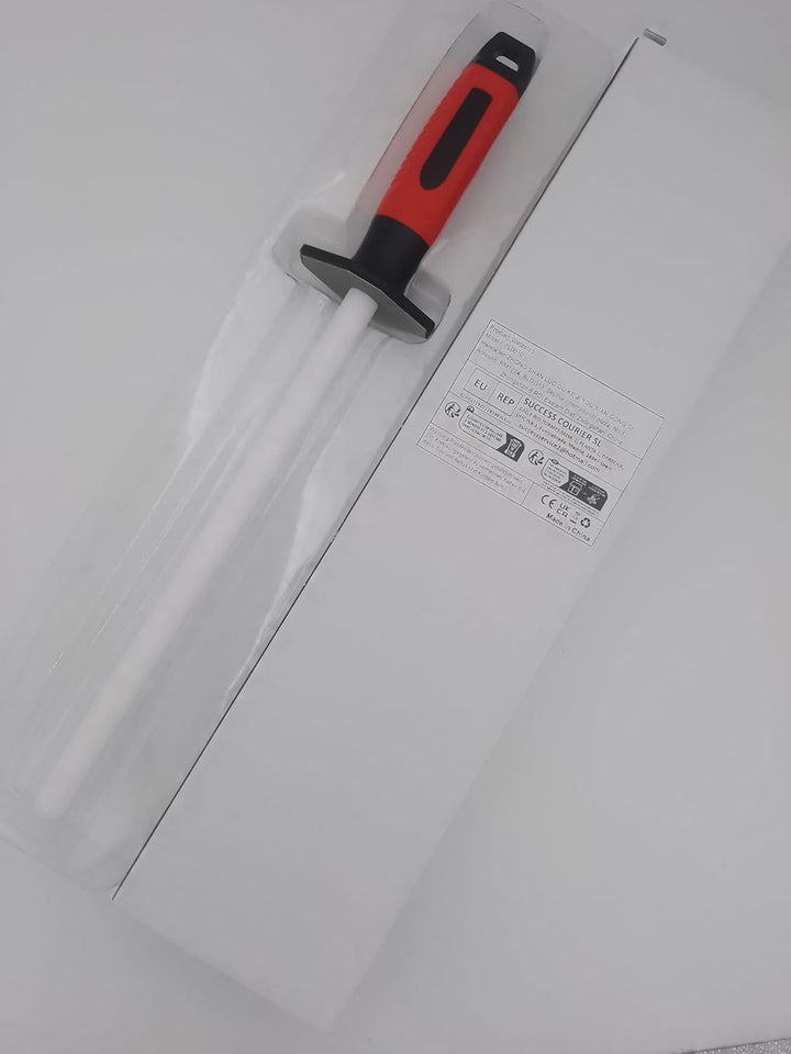 RGBS Messerschärfer, 25,4 cm Keramik-Schleifstab mit Diamantstein, Rot, für Zuhause, Küche, Messer,